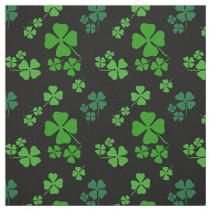 Trevo irlandês, preto, impressão verde do tecido