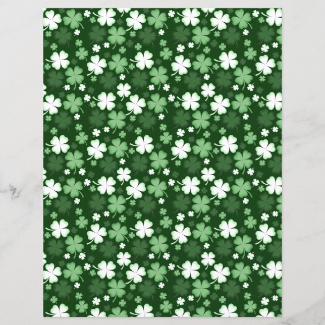 Trevo Verde, Papel de Scrapbook do Dia de São Patr (Frente)