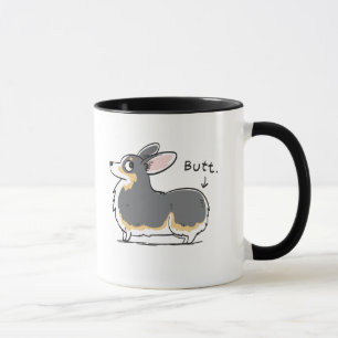 Tri caneca de cabeça negra do bumbum do Corgi do
