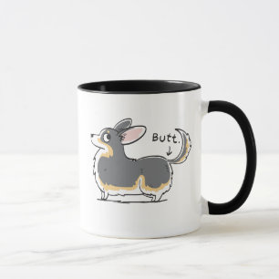Tri caneca de cabeça negra do bumbum do Corgi do