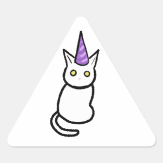 Triangular Adesivo de Celebração de Gato Branco