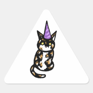 Triangular Adesivo de Celebração do Gato Calico