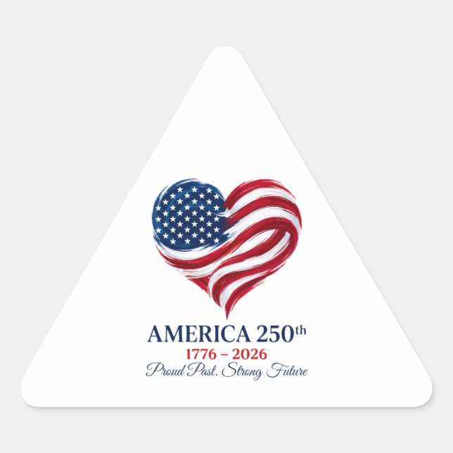 Triangular Adesivo de Coração da Bandeira do 250º Aniversário (Frente)