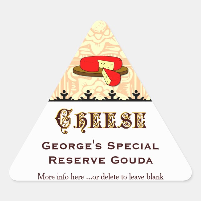 Triangular Adesivo de triângulo de queijo caseiro personaliza (Frente)