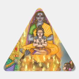 Triangular Adesivo do Festival Holi Holika Dahan