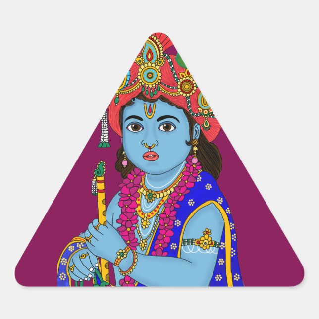 Triangular Adesivo do Menino Krishna (Frente)