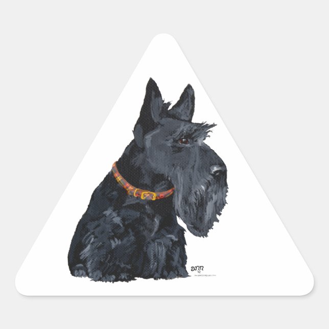 Triangular Adesivo do Terrier Escocês (Frente)