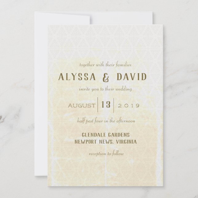 Triângulo branco e Convite de casamento marfim em  (Frente)