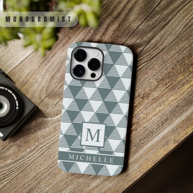 Triângulo de Cinza Branca Personalizado - Faixa Ge (Custom White Grey Triangle Stripes Geometric Case-Mate iPhone Case)