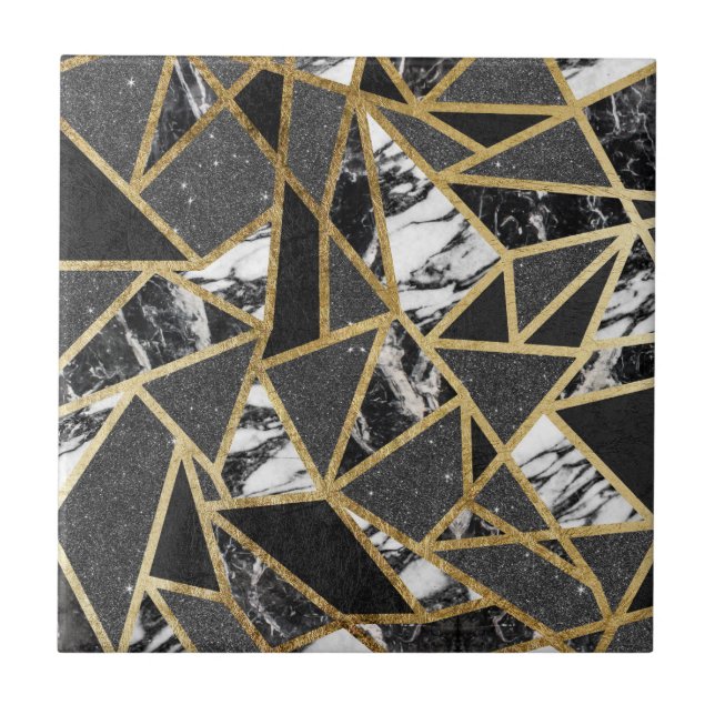 Triângulo geométrico do mármore Dourado moderno do (Frente)