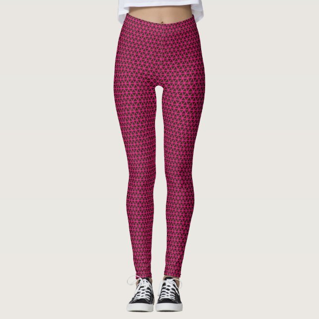 Triângulos Fuchsia em Leggings Negras (Frente)