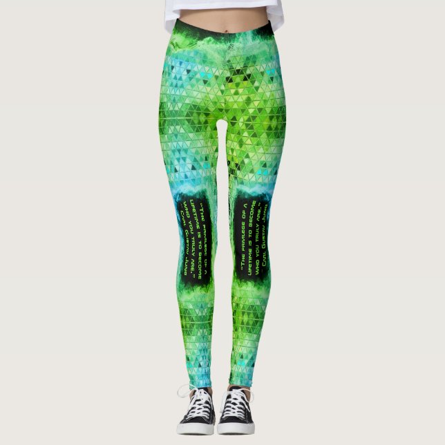 Triângulos Verdes Leggings Cyberpunk (Frente)