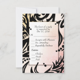 Tribal abstrato Black e Peach com RSVP de menus