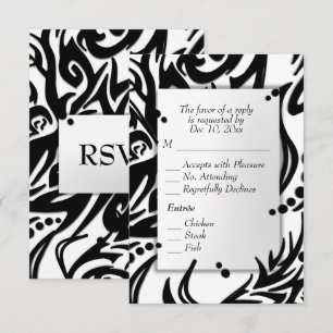 Tribal Abstrato Preto e Branco com Menu RSVP