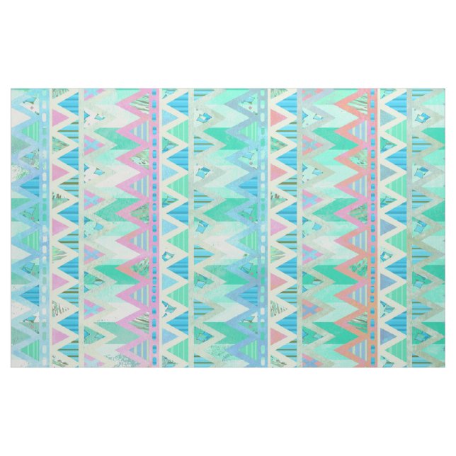 Tribal Aztec Chevron Leve Pastel Teal Aqua Tecido (Fat Quarter)