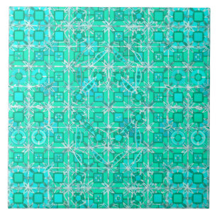 Tribal Batik - aqua e turquesa com branco
