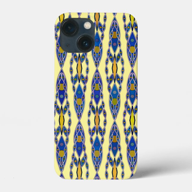 Tribal Batik - Azul de Aço, Cinza e Amarelo (Verso)