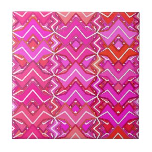 Tribal Batik em Fúchsia, Coral Rosa e Vermelho