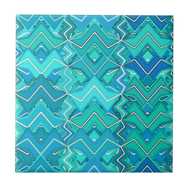 Tribal Batik em Turquesa, Aqua e Teal (Frente)