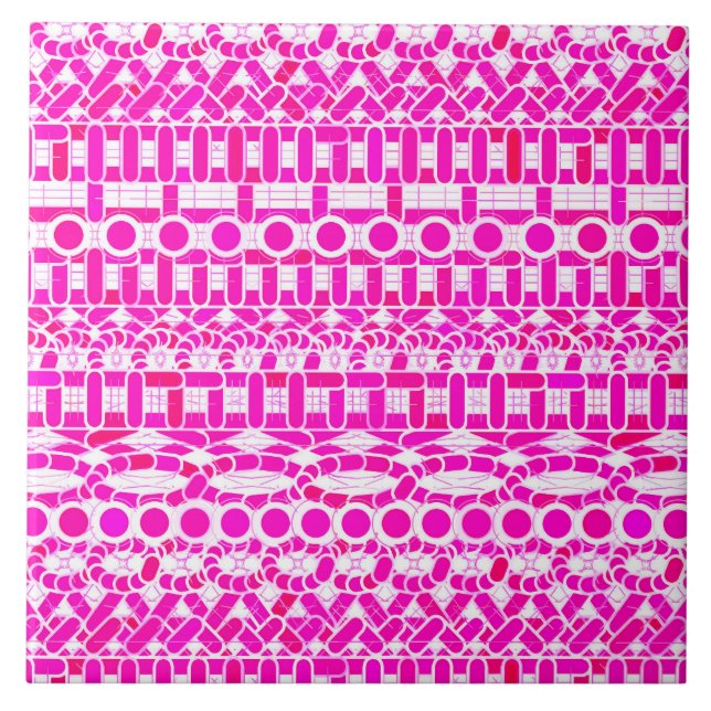 Tribal Batik - fúcsia, magenta, orquídea e branco (Frente)