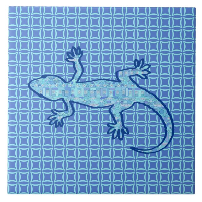 Tribal batik Gecko - azul denim (Frente)