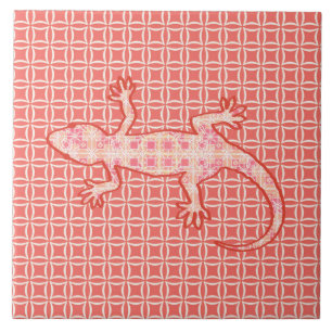 Tribal batik Gecko - cor-de-rosa e creme