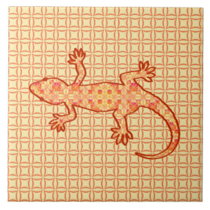 Tribal batik Gecko - coral e laranja claro