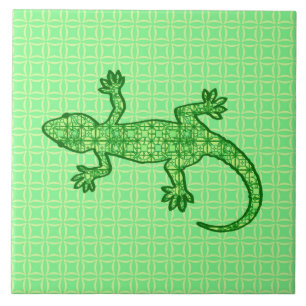 Tribal batik Gecko - limão e esmeralda verde