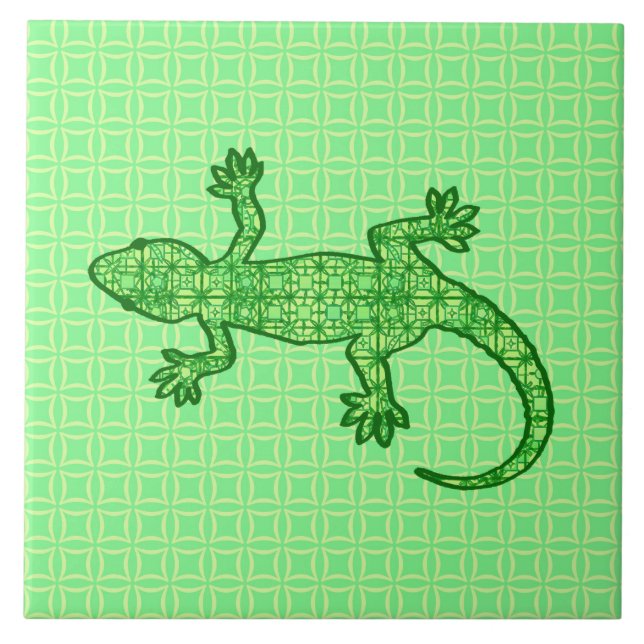 Tribal batik Gecko - limão e esmeralda verde (Frente)