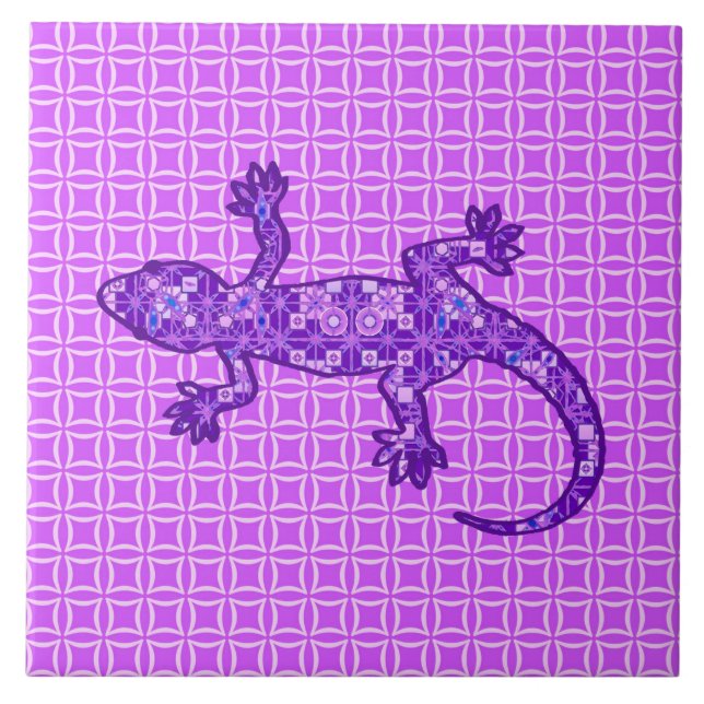 Tribal batik Gecko - violeta e ametista roxo (Frente)
