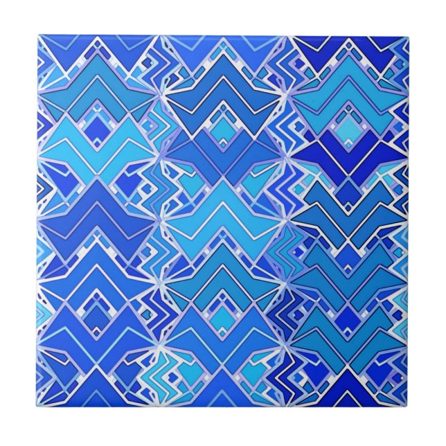 Tribal Batik Impressão, Cobalt e Cerulean Blue (Frente)