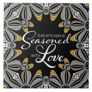 Tribal Batik Kitchen Love Home Decor Cerâmica Azul