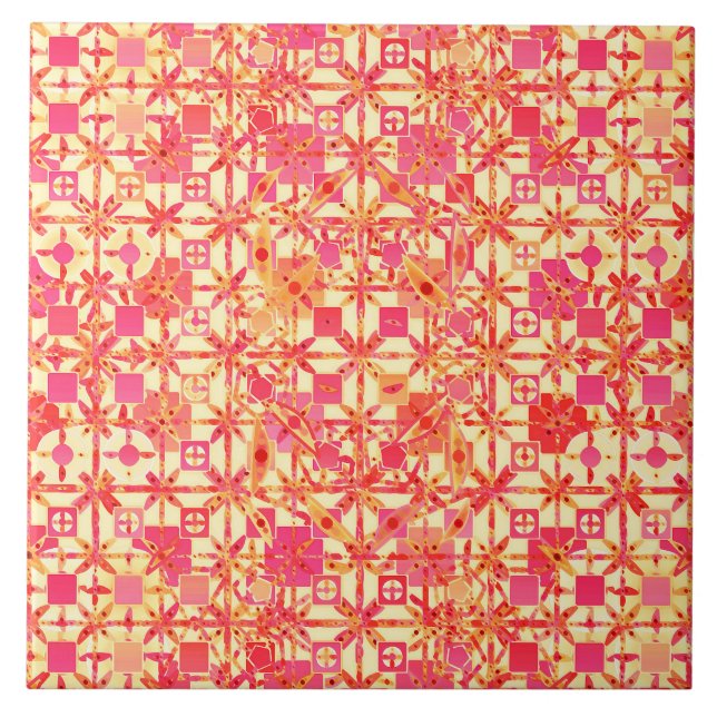 Tribal Batik - laranja, cor-de-rosa e fuchsia (Frente)