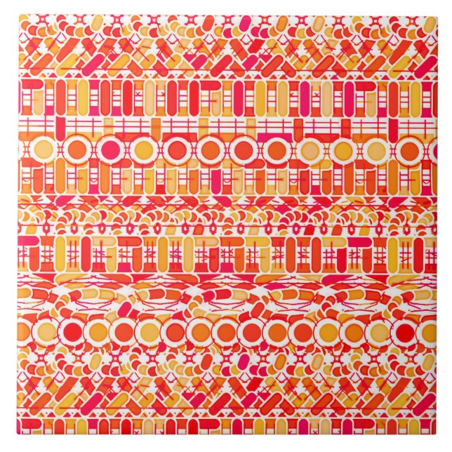 Tribal Batik - laranja-coral e rosa-coral (Frente)