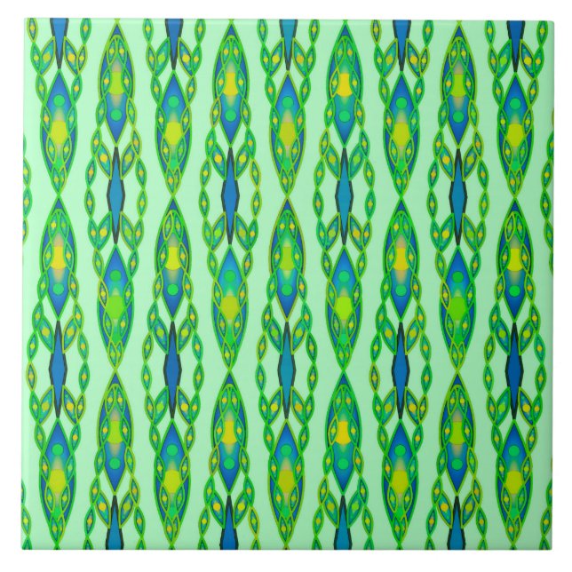 Tribal Batik - Mint, Emerald Green e Blue (Frente)