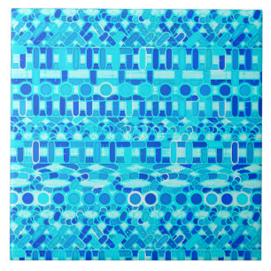 Tribal Batik - turquesa, aqua e azul de cobalto