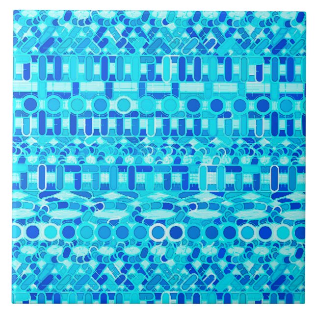 Tribal Batik - turquesa, aqua e azul de cobalto (Frente)
