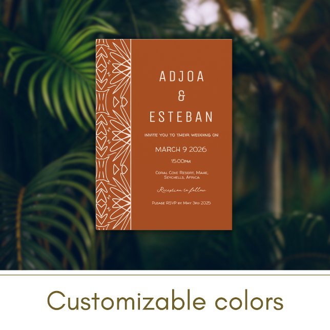 Tribal Mudcloth Queimou Convite Laranja (Criador carregado)