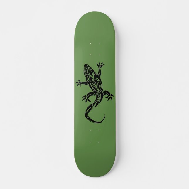 Tribal Tattoo Gecko Green Skateboard (Frente)