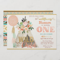 Tribal Teepee Tipi Primeiro Convite de Aniversário