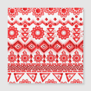 Tribal vermelho, padrão étnico de aquarela.