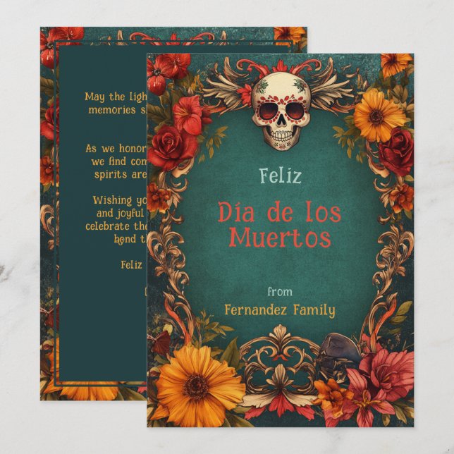 Tributo Floral Personalizável do 💀 Dia de Muertos (Frente/Verso)