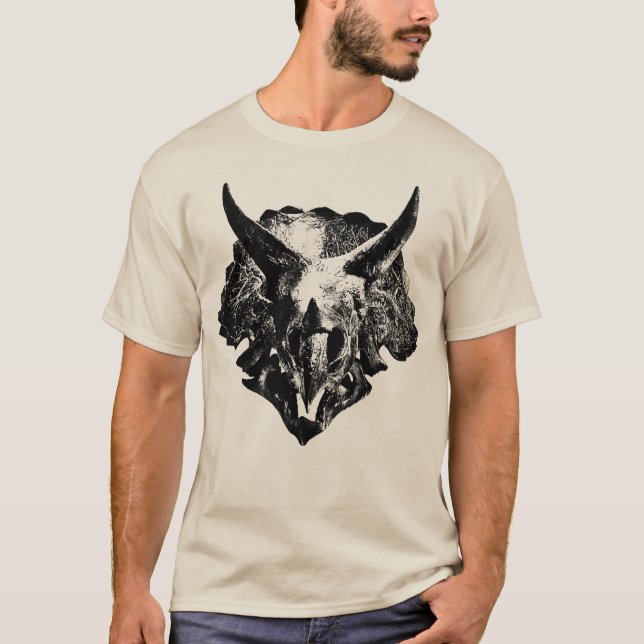 Triceratops Camisa Fóssil Crânio (Frente)