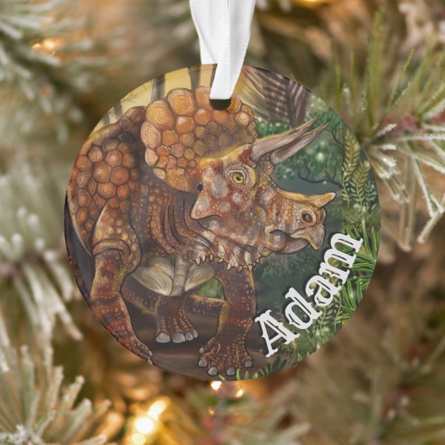 Triceratops Floresta Ornamento de Nome Personaliza (Árvore)