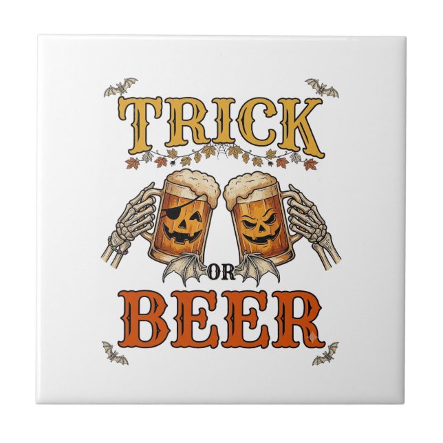 Trick Or Beer Caneca de Abóbora de Halloween Mãos  (Frente)