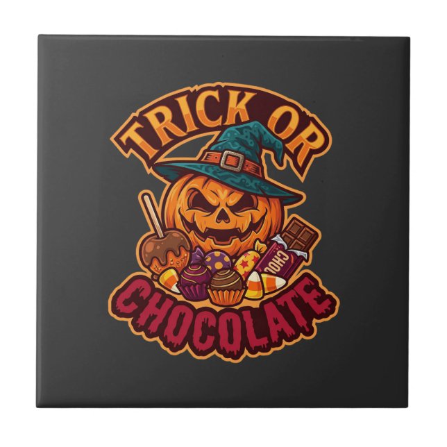 Trick Or Chocolate Halloween Abóbora Chapéu de Bru (Frente)