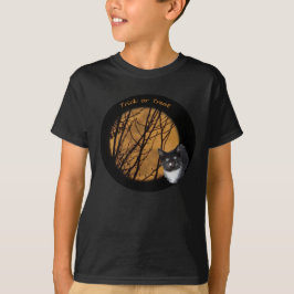 Trick or treat Halloween gato preto & camisa da lu
