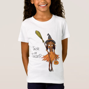 Trick ou trata? Camiseta das raparigas do Hallowee