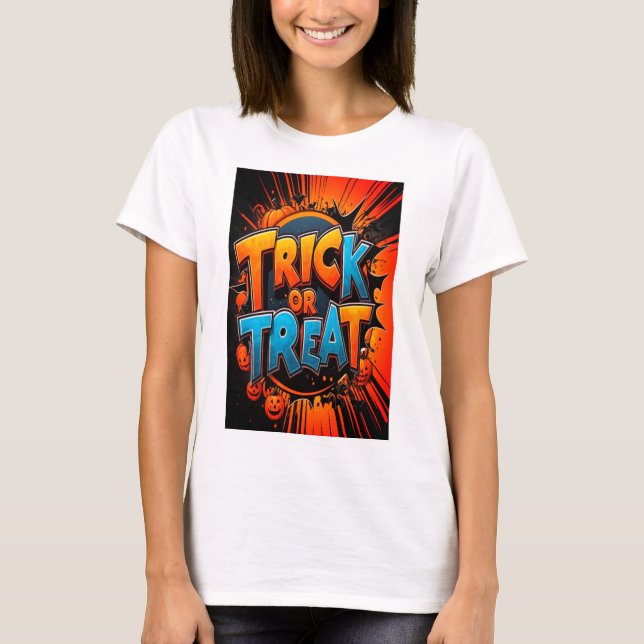 Trick Ou Tratar Camisa De Halloween (Frente)