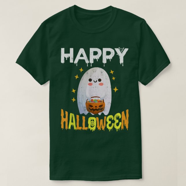 Trick Ou Tratar Camisa De Halloween Ghost Pumpkin  (Frente do Design)